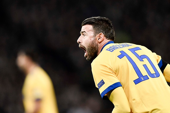 La carica di Andrea Barzagli durante Tottenham-Juve