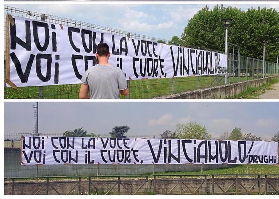 Striscione dei drughi a Vinovo