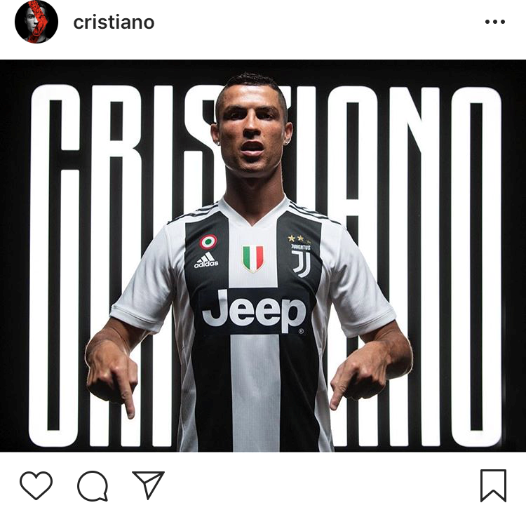 Ronaldo ed il primo post da giocatore della Juve