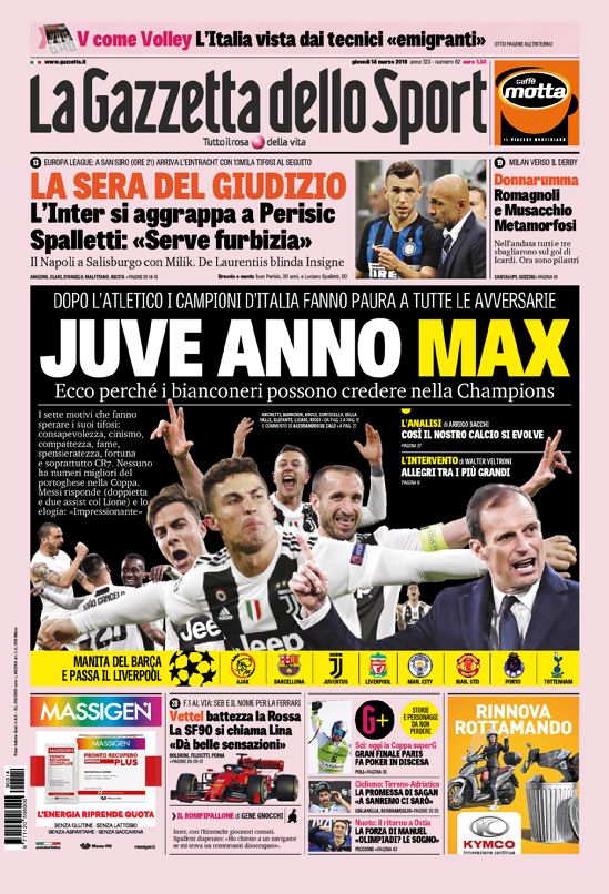 Prima pagina Gazzetta