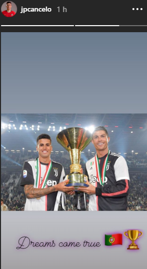 Notizie Juve, il post di Cancelo su Instagram.