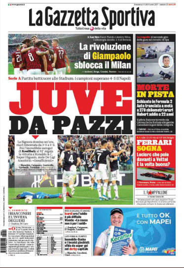 Notizie Juve, la prima pagina della Gazzetta.