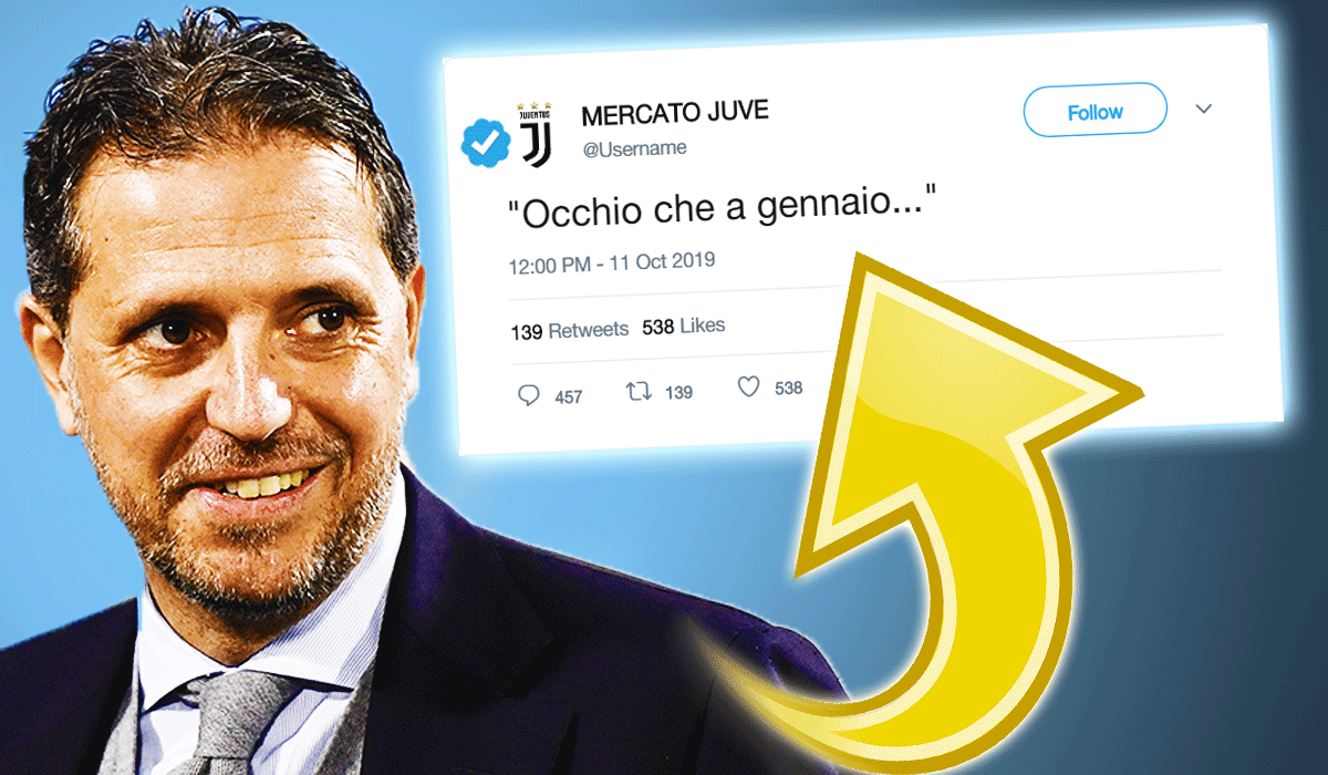 Calciomercato Juventus: tweet bomba in vista di gennaio.