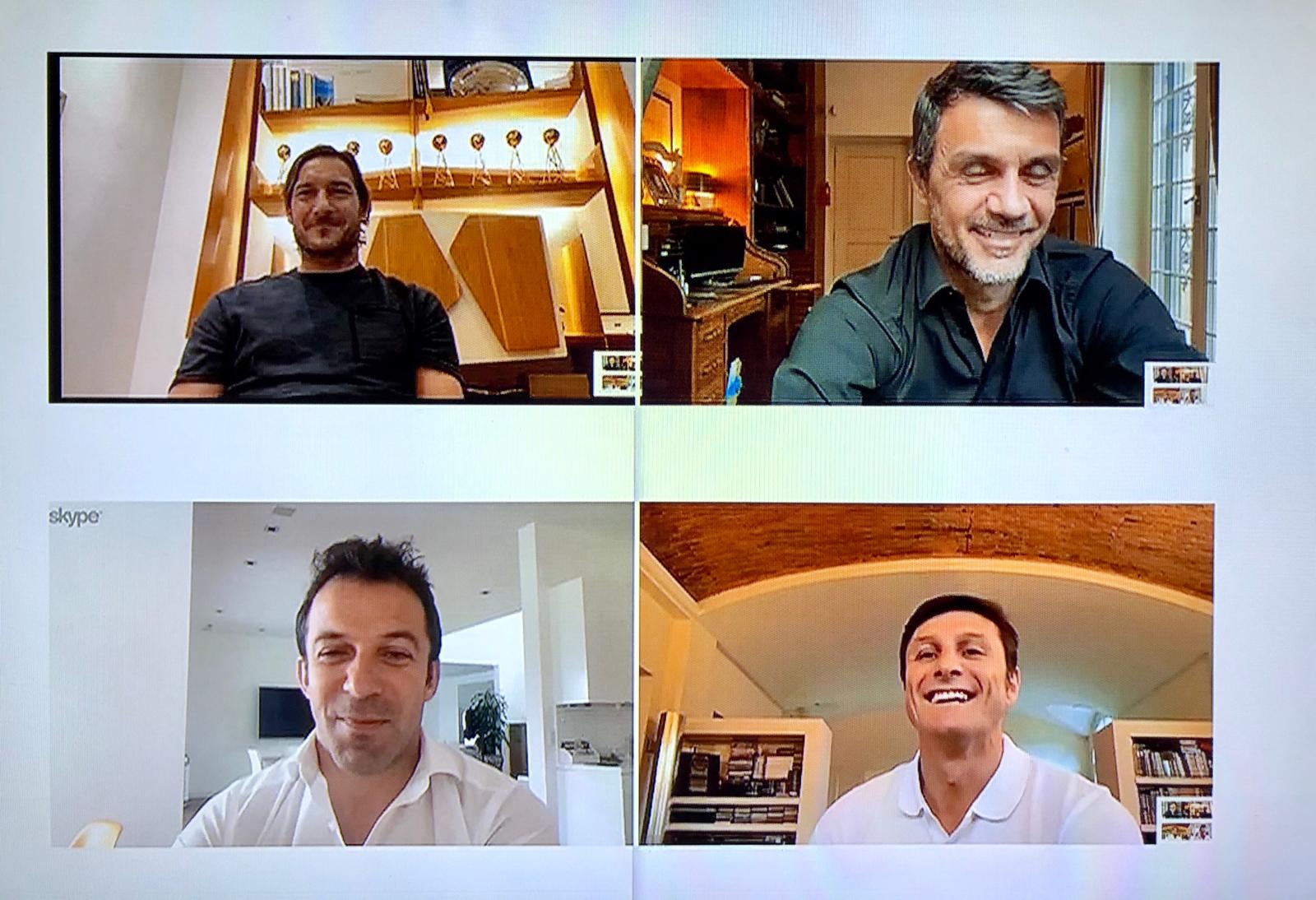 Del Piero a Sky Sport con Totti, Zanetti e Maldini