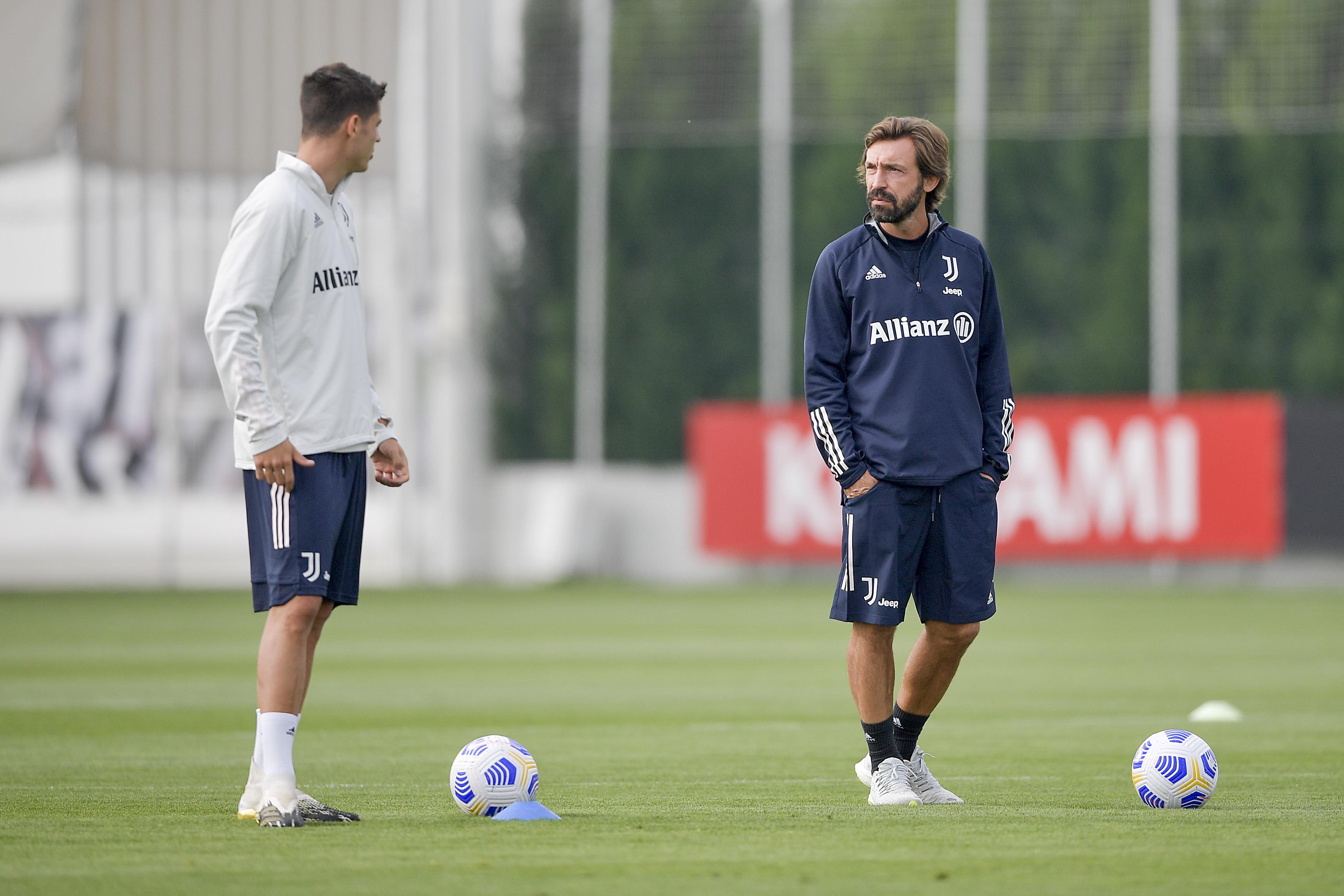 Pirlo in allenamento con Morata