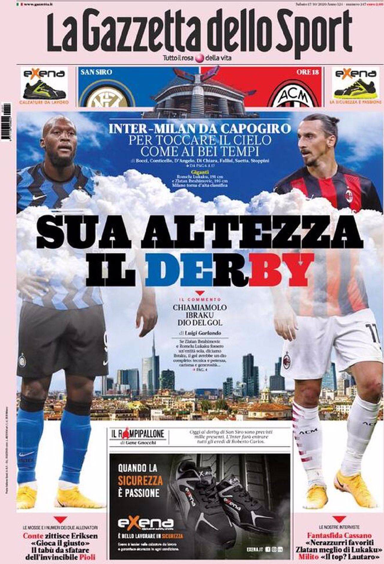 Prima pagina Gazzetta 17-10-2020