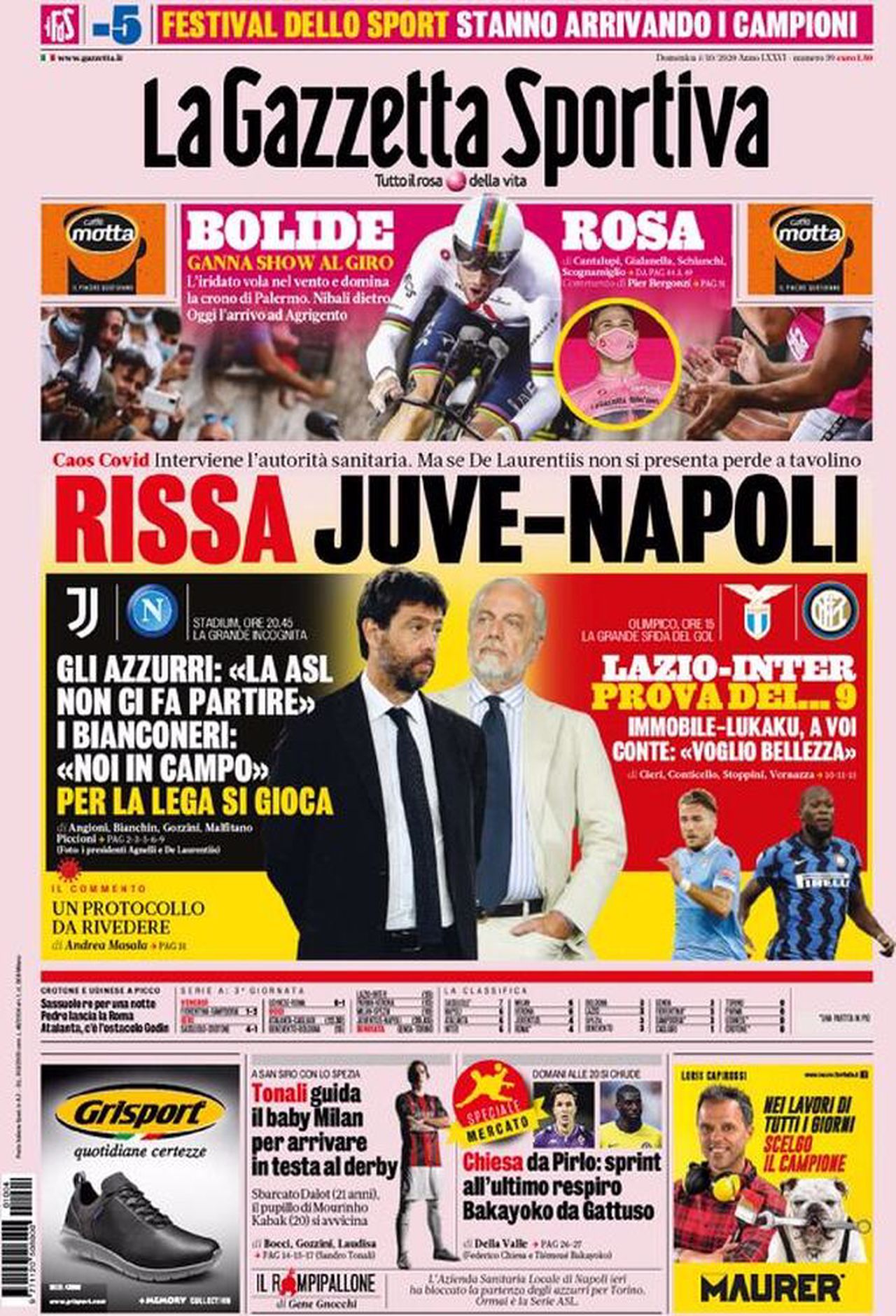 Prima pagina Gazzetta 04-10-2020