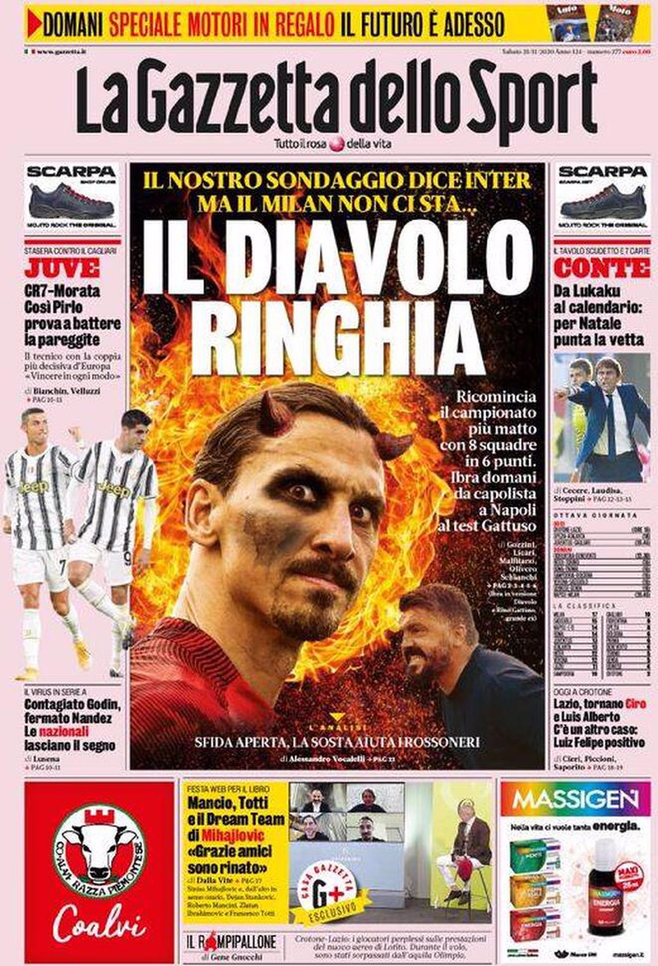 Prima pagina Gazzetta 21-11-20