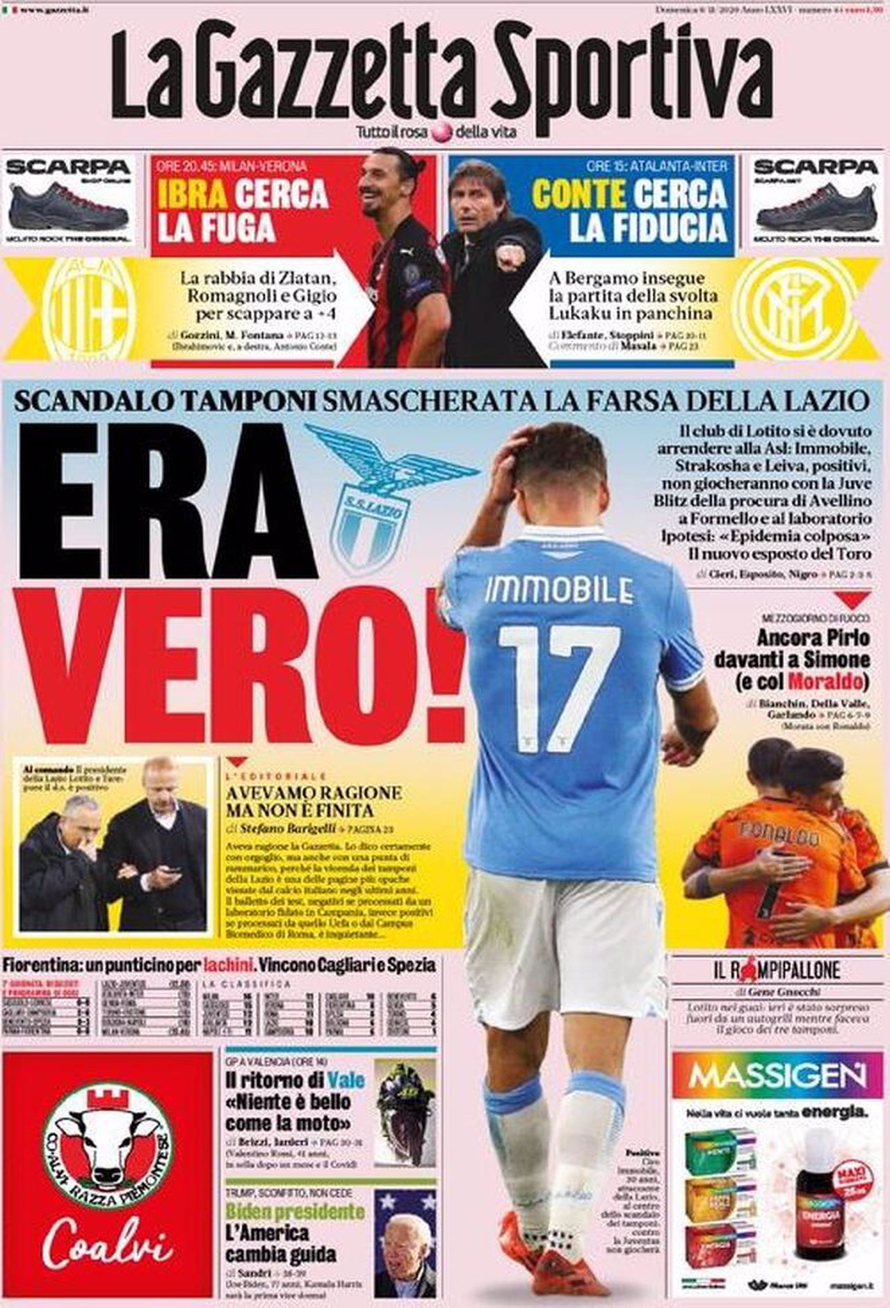 Prima pagina Gazzetta 08-11-2020