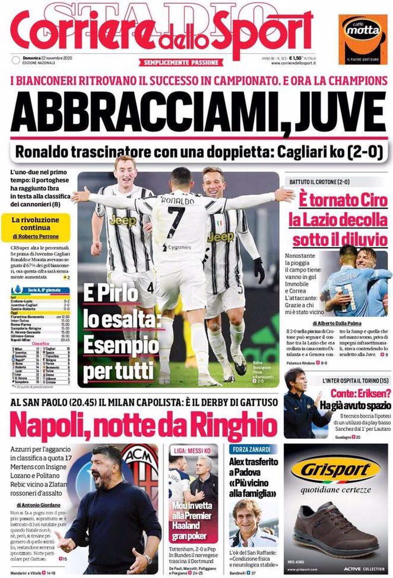 Prima pagina Corriere 22-11-2020