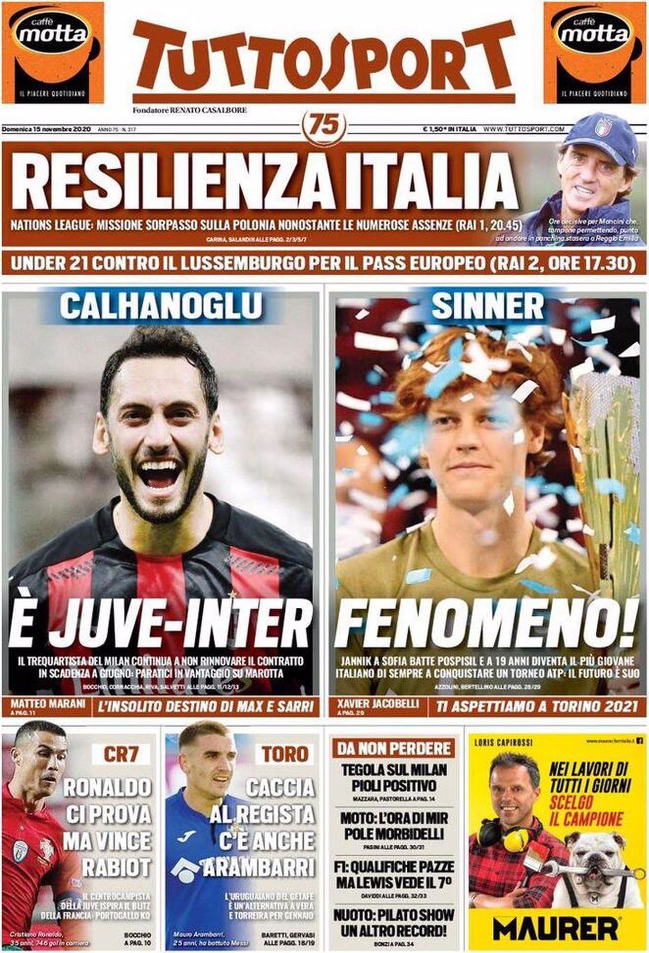 La prima pagina di TuttoSport: 