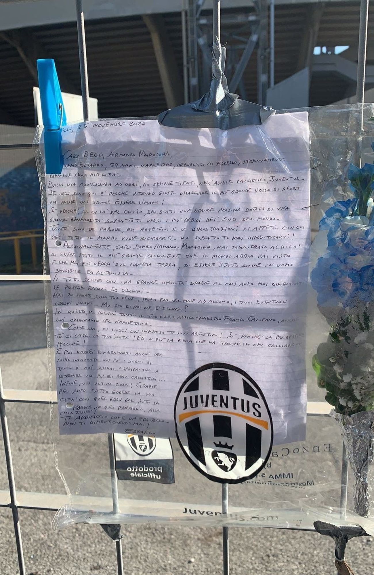 La lettera del tifoso juventino a Maradona