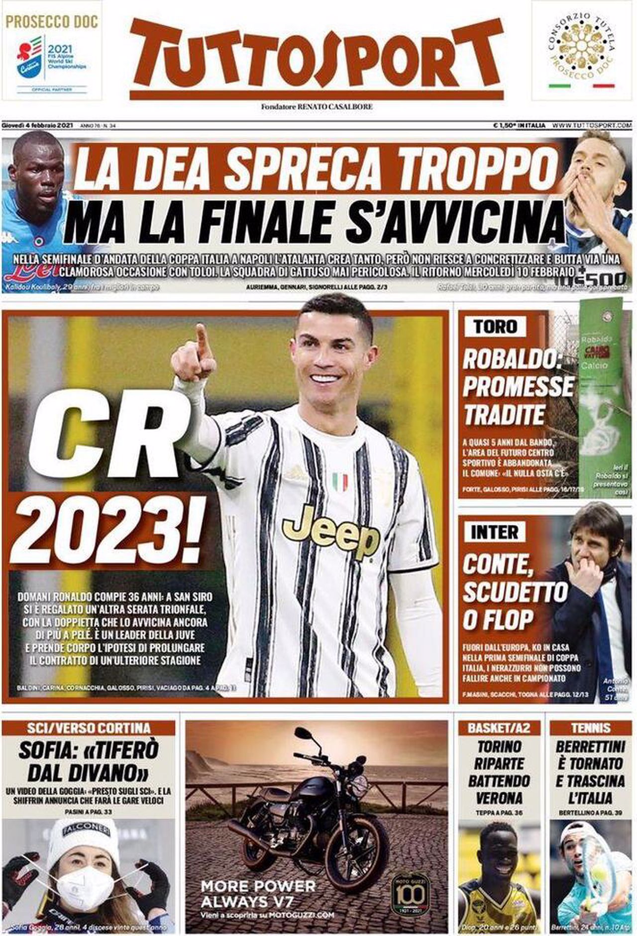 Prima pagina TuttoSport 04-02-2021