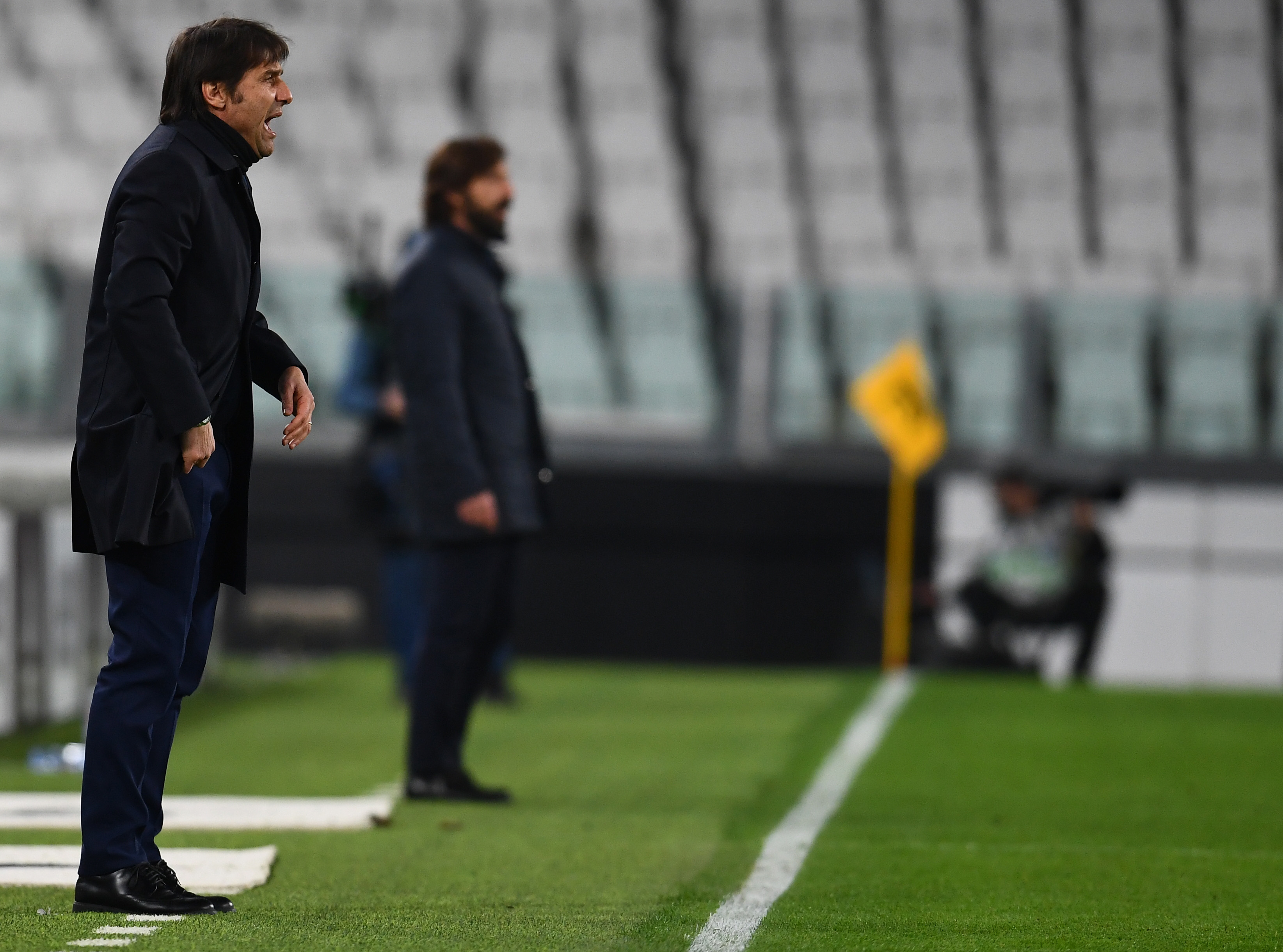 Antonio Conte e Andrea Pirlo durante la sfida dell’Allianz Stadium