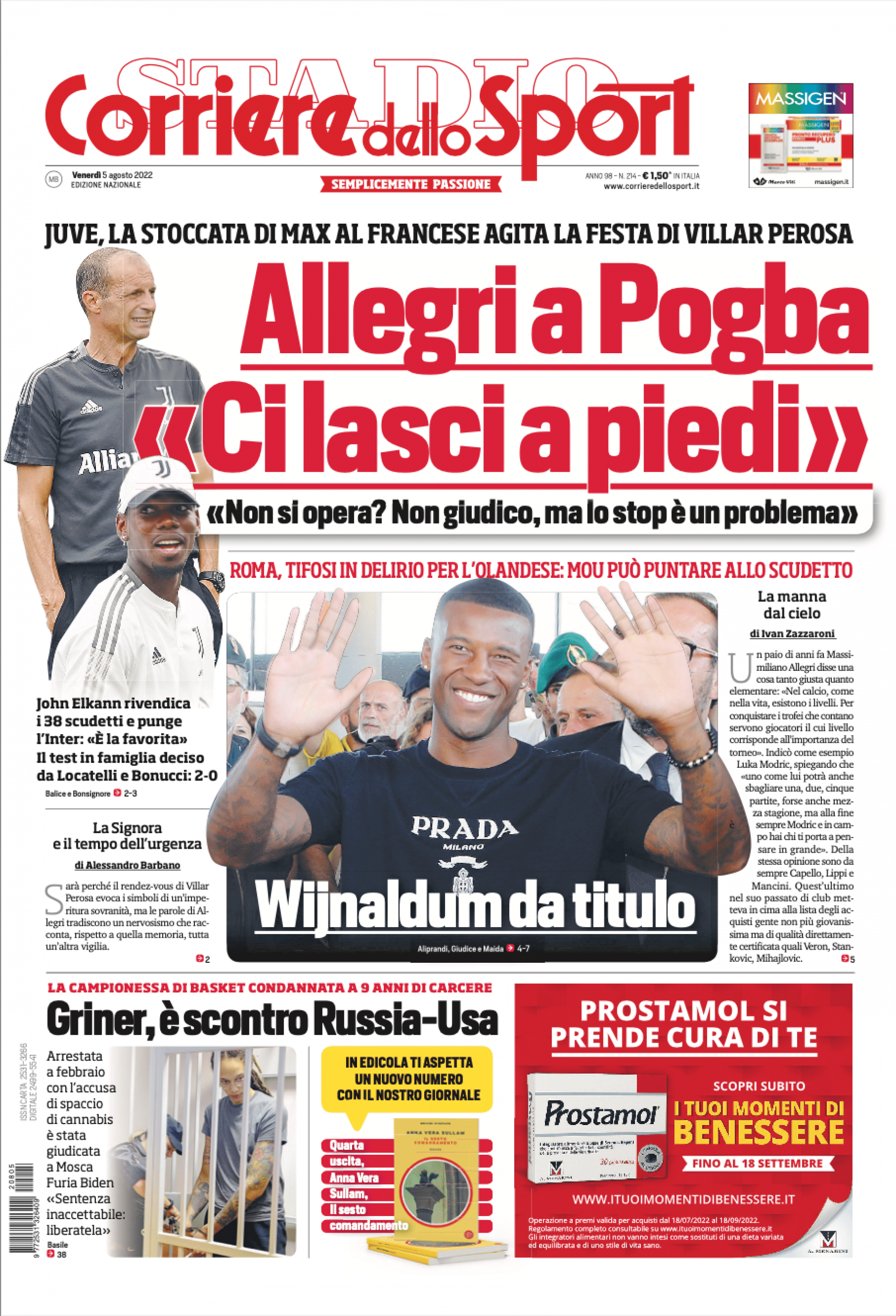 Corriere dello Sport 5 agosto