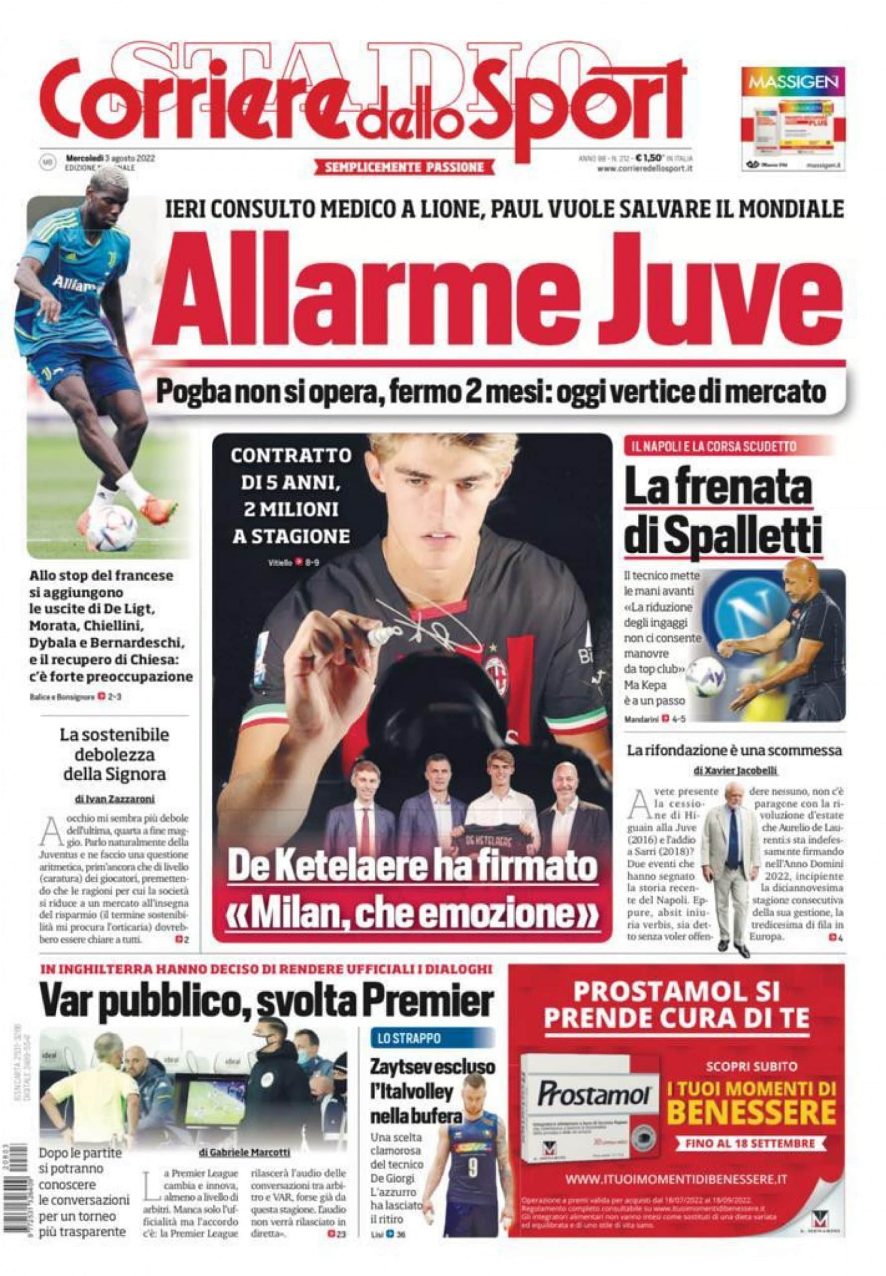 Corriere dello Sport 3-8-2022