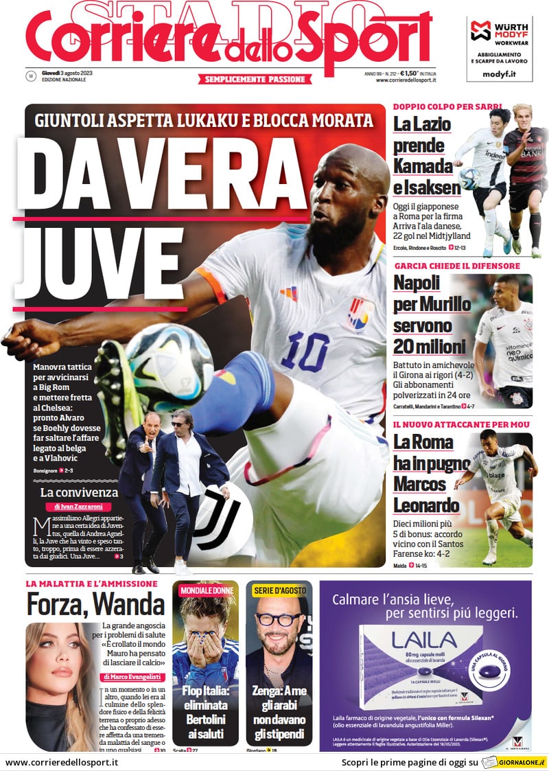 Corriere dello Sport prima pagina