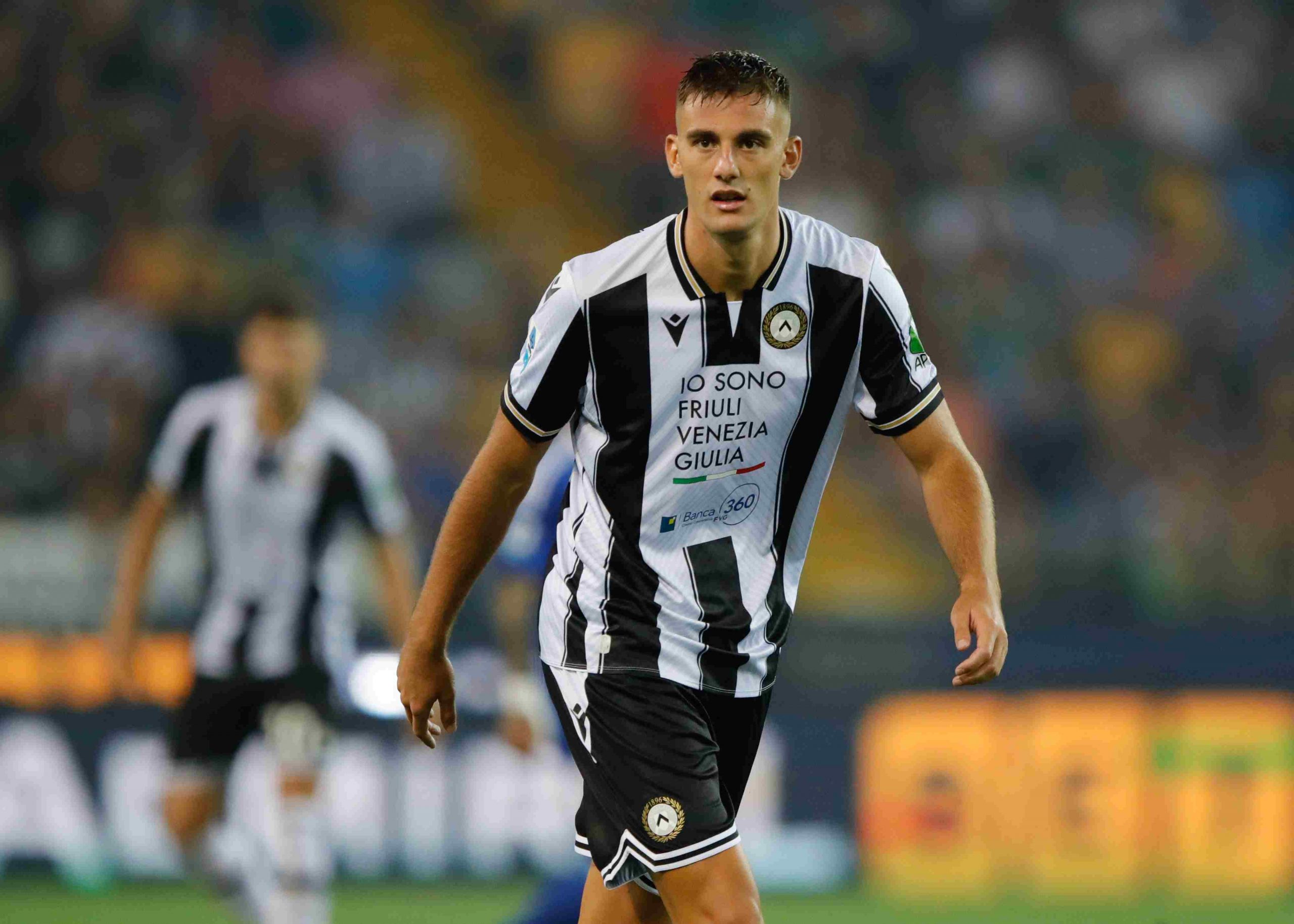 L'attaccante dell'Udinese Lorenzo Lucca